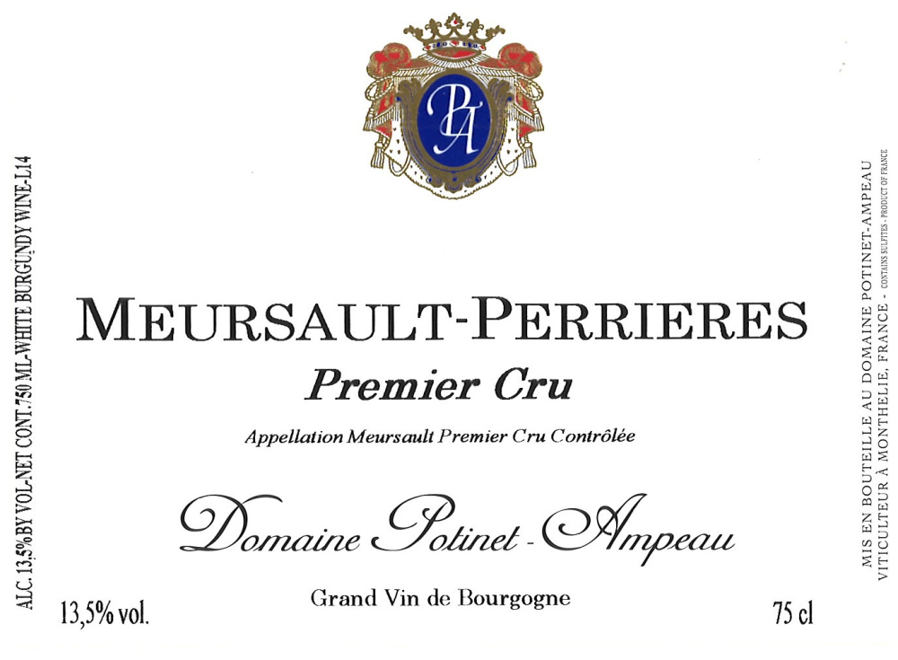 etiquette - Domaine Potinet Ampeau - Meursault 1er cru Les Perrières