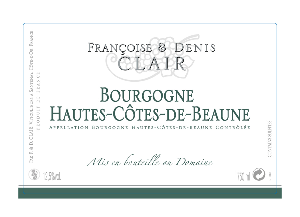 etiquette - Domaine Clair Françoise et Denis - Bourgogne Hautes Côtes de Beaune white