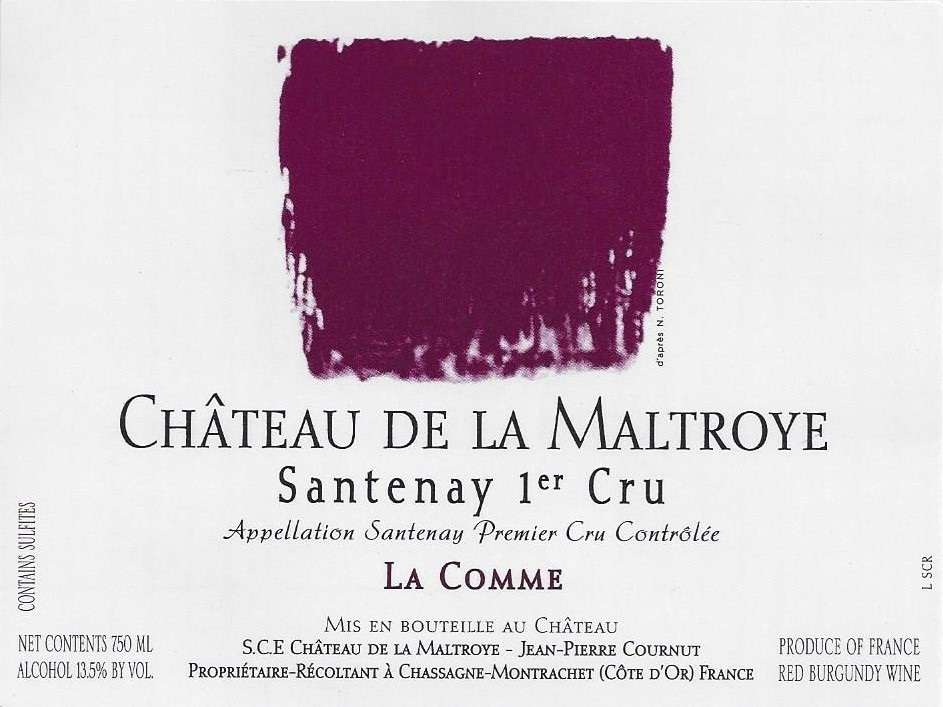 etiquette - Château de La Maltroye - Santenay 1er Cru « La Comme » Rouge