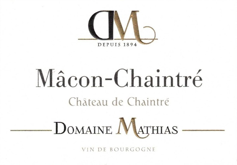 etiquette - Domaine Mathias - Mâcon Chaintré Chateau de Chaintré blanc