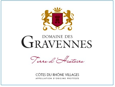 etiquette - Domaine des Gravennes - Côtes du Rhône Villages Terre D'Histoire