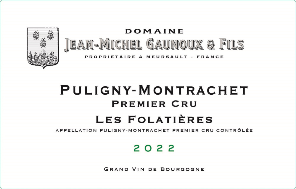 etiquette - Domaine Gaunoux Jean-Michel - Puligny Montrachet 1er Cru Les Folatières