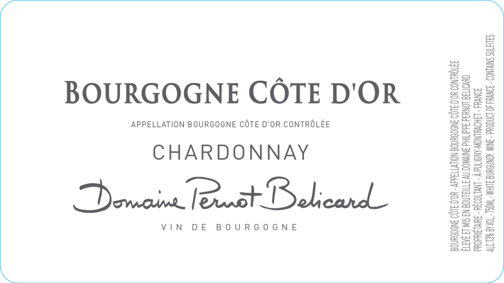 etiquette - Domaine Pernot Belicard - Bourgogne Côte d'Or Chardonnay