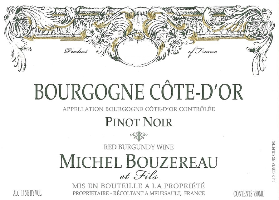 etiquette - Domaine Michel Bouzereau et Fils - Bourgogne Côte d'Or Pinot Noir