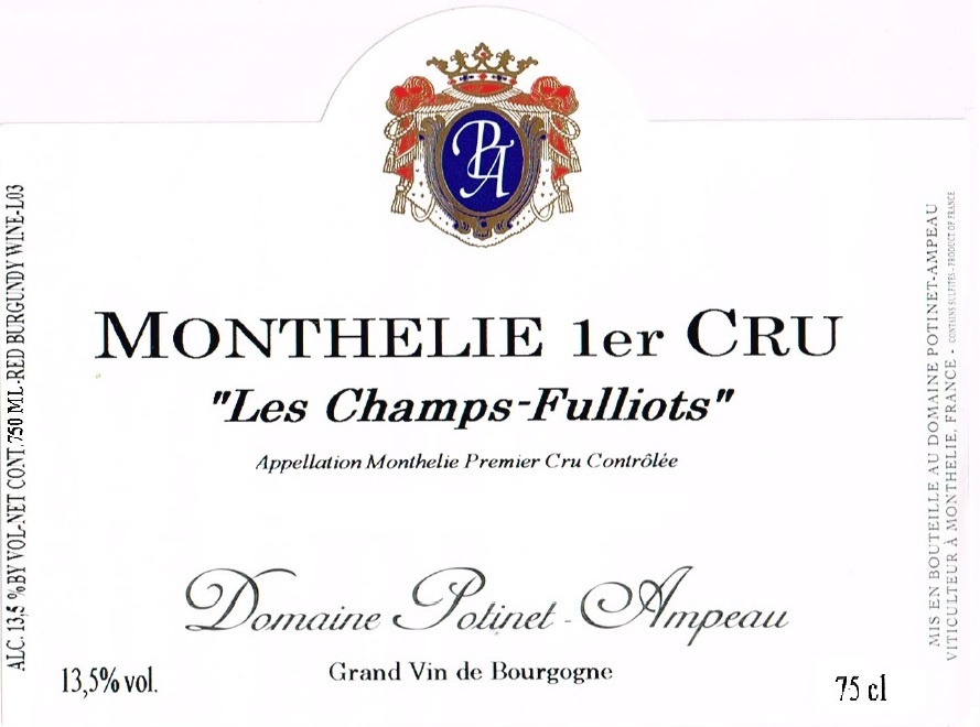 etiquette - Domaine Potinet Ampeau - Monthélie 1er cru Les Champs Fulliots