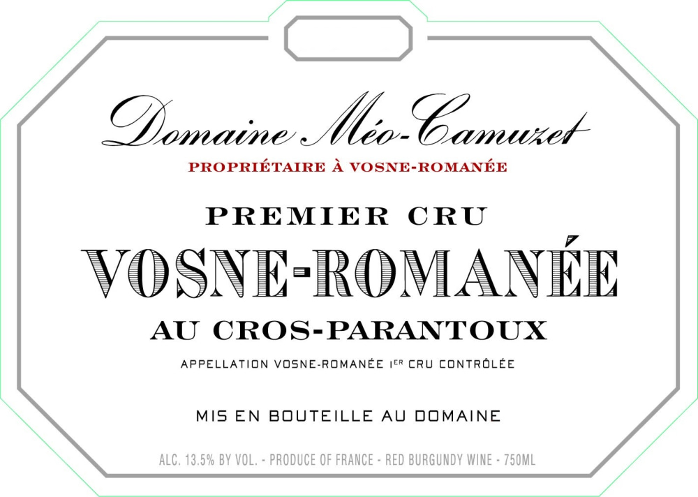 etiquette - Domaine Méo-Camuzet - Vosne Romanée 1er Cru Cros Parantoux