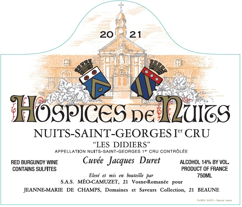 etiquette - Domaines Et Saveurs Collection, Hospices de Nuits - Nuits Saint Georges 1er cru Les Didiers Cuvée Jacques Duret 2021